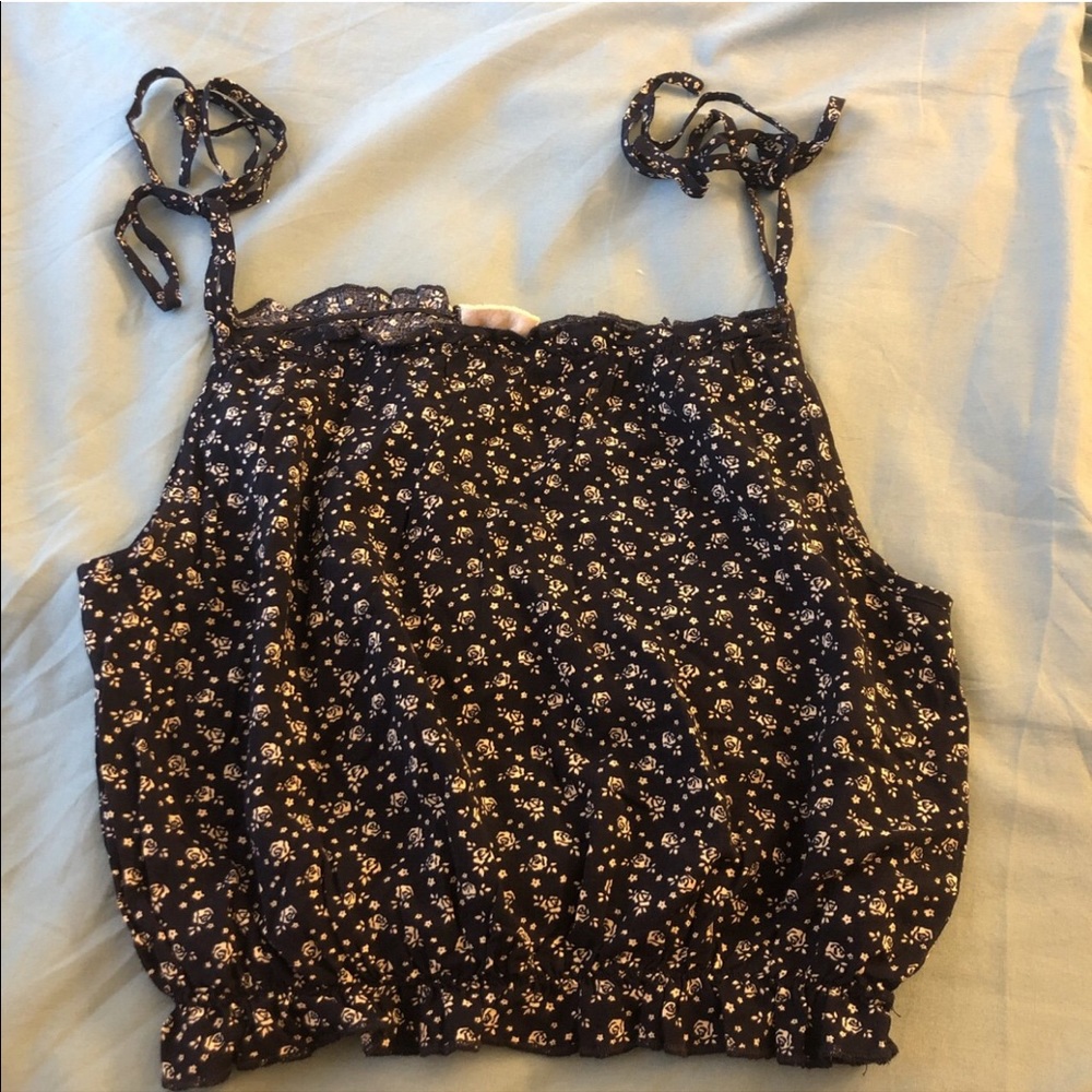 blue flowered tank top from brandy melville